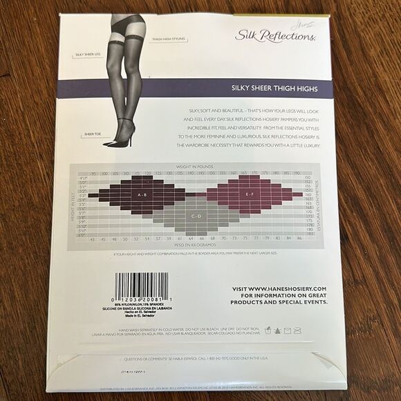 New in packaging Hanes Silk Reflections thigh high sheer toes barely black - Picture 3 of 5